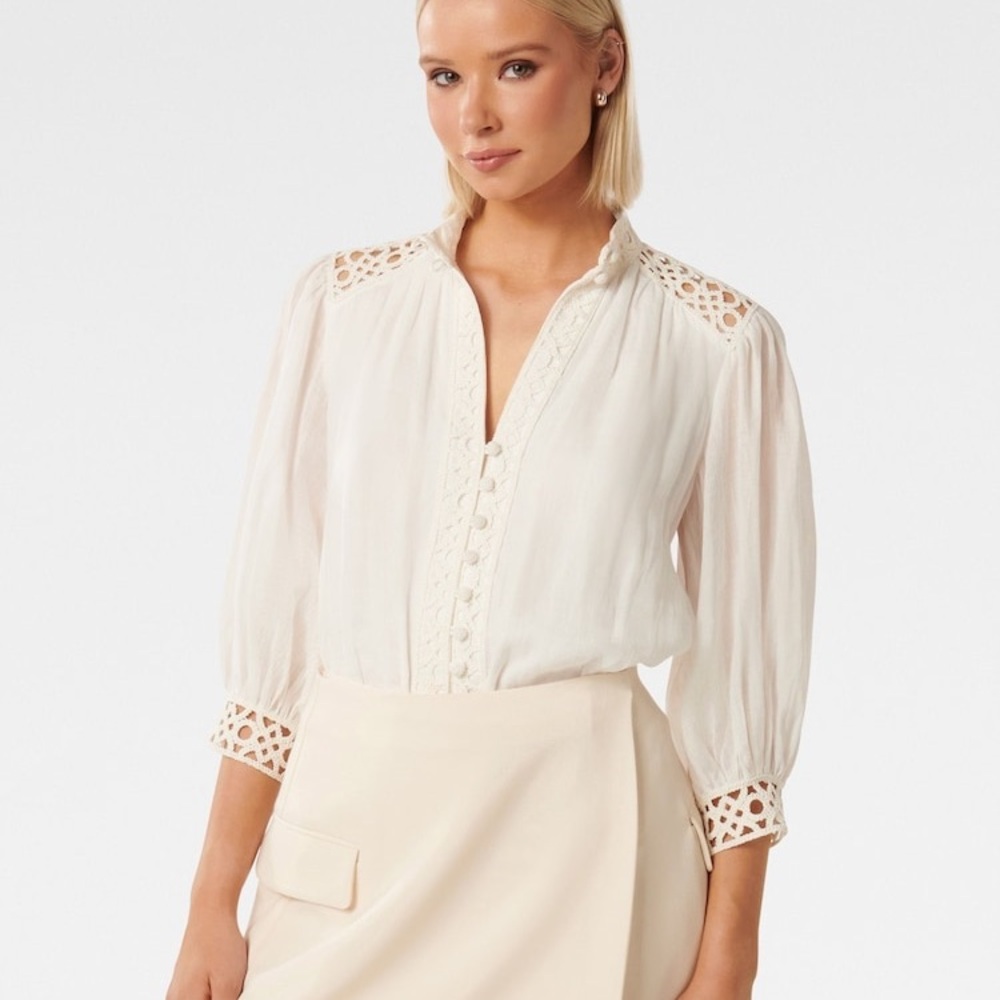 Forever New Florence Crochet Trim Blouse